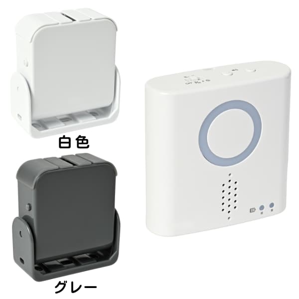 無線チャイムＸプラス　人感センサー（2色）と受信チャイムの画像