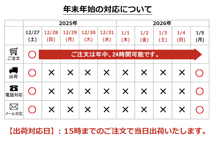 2025年-2026年 年末年始の対応について