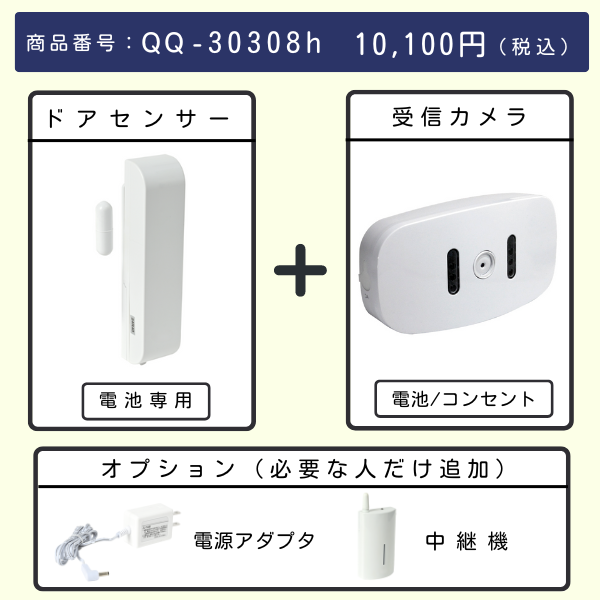 無線チャイムXプラス　ドアセンサー+受信カメラとオプション