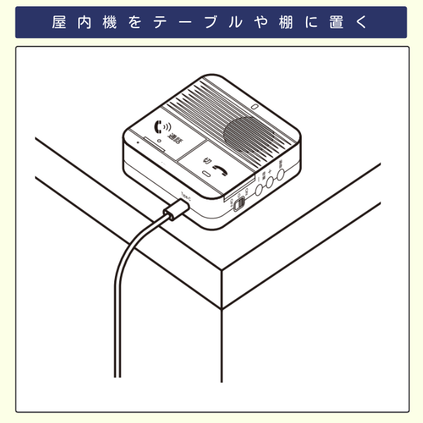 屋内機（コンセント型）を台に置くイラスト