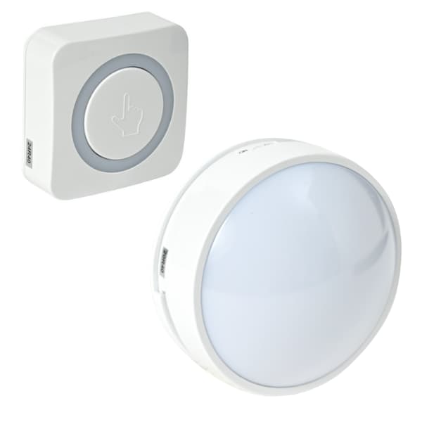 無線チャイムＸプラス　卓上ボタン＆LEDライト QQ-30334fの商品写真