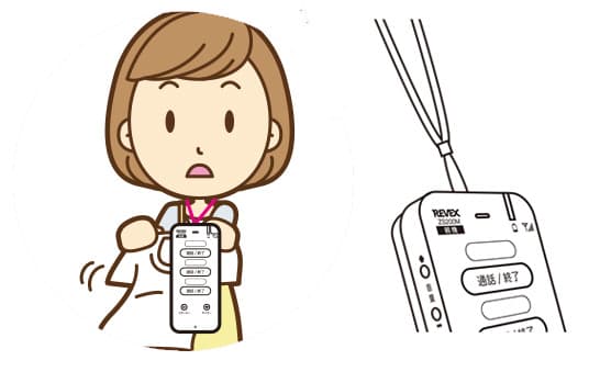 ワイヤレストーク親機を首から下げて利用する
