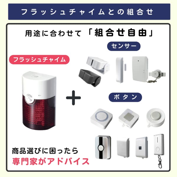 フラッシュチャイム + センサーとボタンのラインアップ