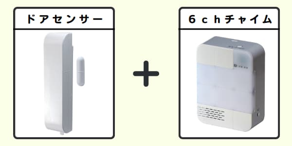 無線チャイムXプラス ドアセンサー+6chチャイム