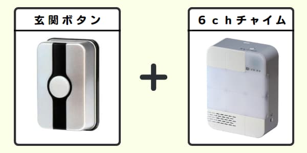 無線チャイムXプラス 玄関ボタン+6chチャイム