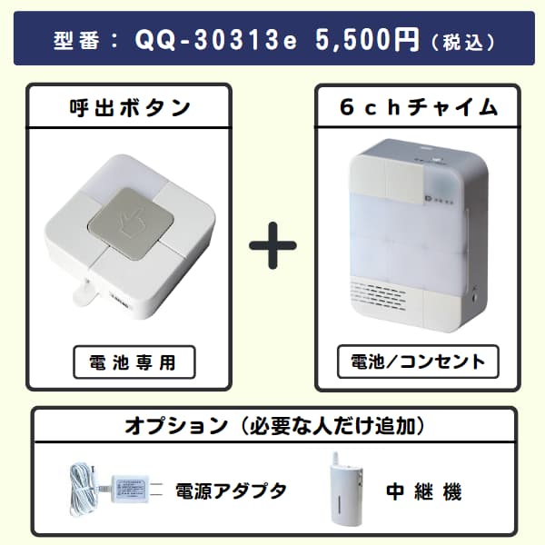 無線チャイムXプラス 呼出ボタン + 6chチャイムとオプション