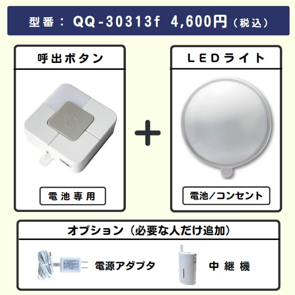 無線チャイムXプラス 呼出ボタン + LEDライトとオプション