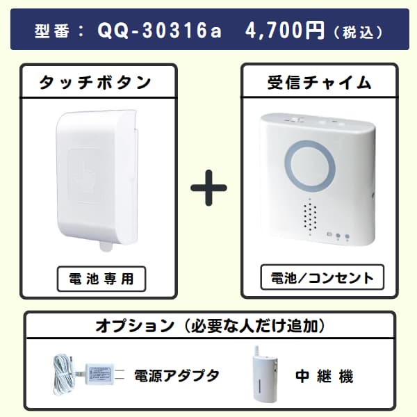 無線チャイムXプラス タッチボタン + 受信チャイムとオプション
