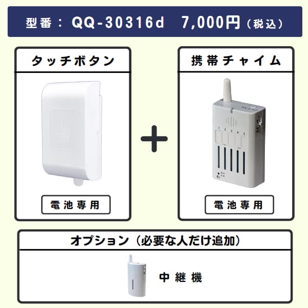 無線チャイムXプラス タッチボタン + 携帯チャイムとオプション