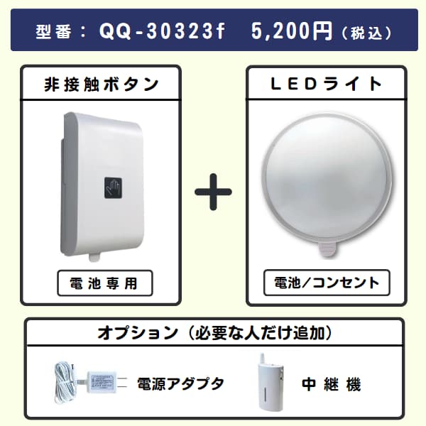 無線チャイムXプラス 非接触ボタン + LEDライトとオプション