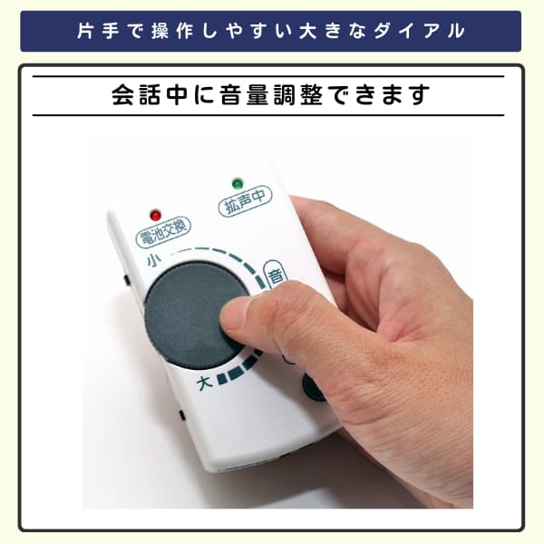 電話用・音声拡声器を片手で握る画像