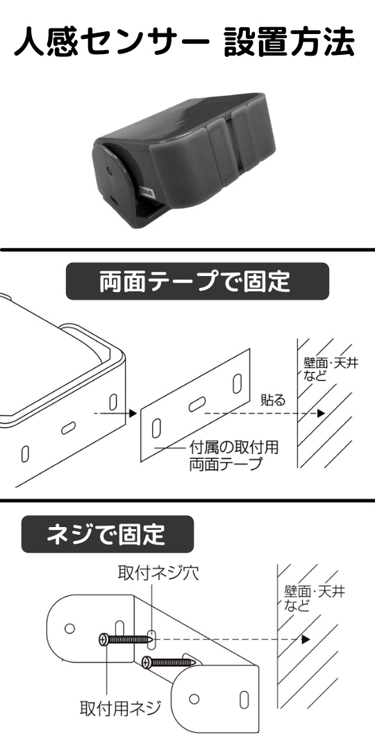 Xプラス 人感センサーの設置方法1