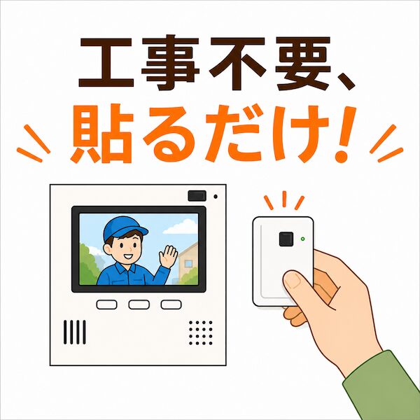 工事不要で光センサーをインターホンに貼るだけのイメージ